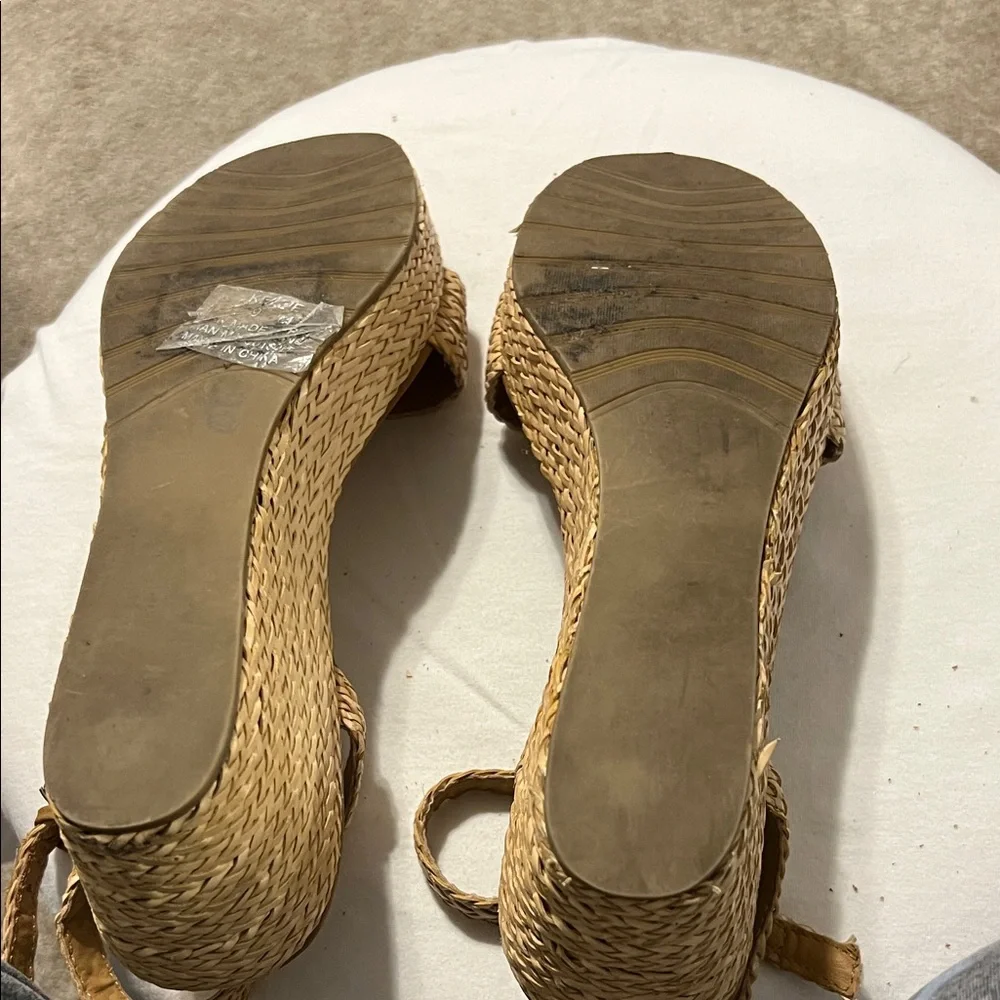 Coconuts by Matisse Braided Strap Wedge Sandals in Natural Tan - Picture 6 of 7